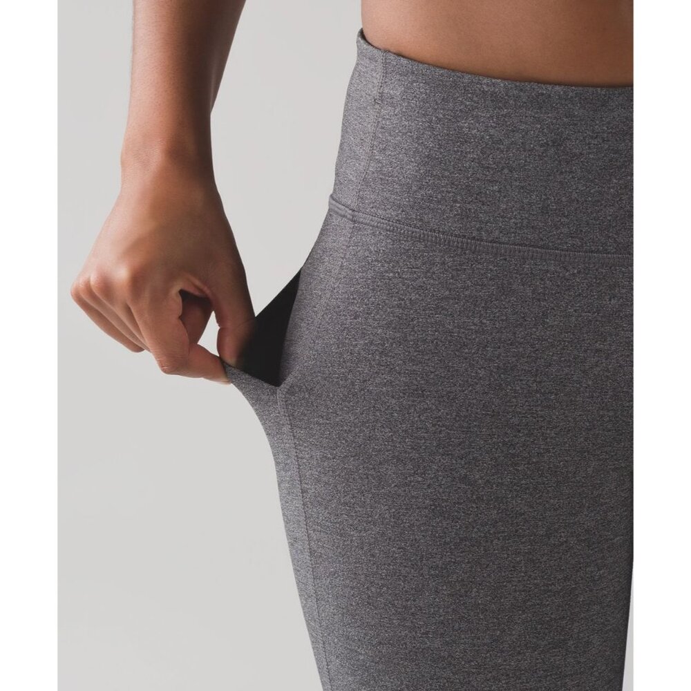 Lululemon Pace Rival Crop Ankle Heathered Black Leggings Women's Sz 4 - Picture 4 of 9